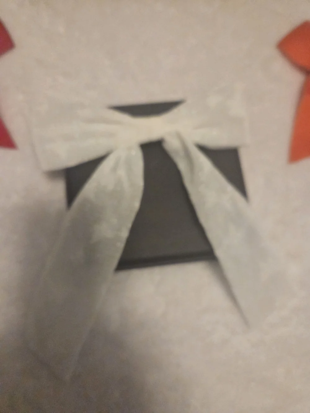 Girls Satin and Glitter Hair Bows - Red, Orange, White